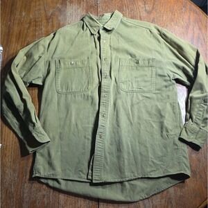Vtg 90s Ash Creek Trading Mixed Media Shirt Mens XL Denim Green